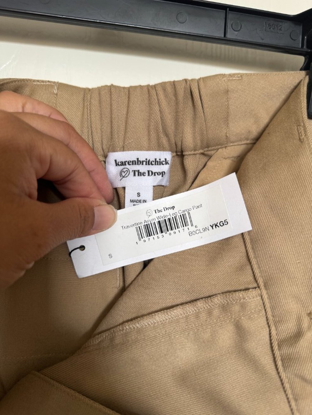 The Drop Travertine Asymmetrical Wide-Leg Cargo Pant Size S NWT - Picture 5 of 6